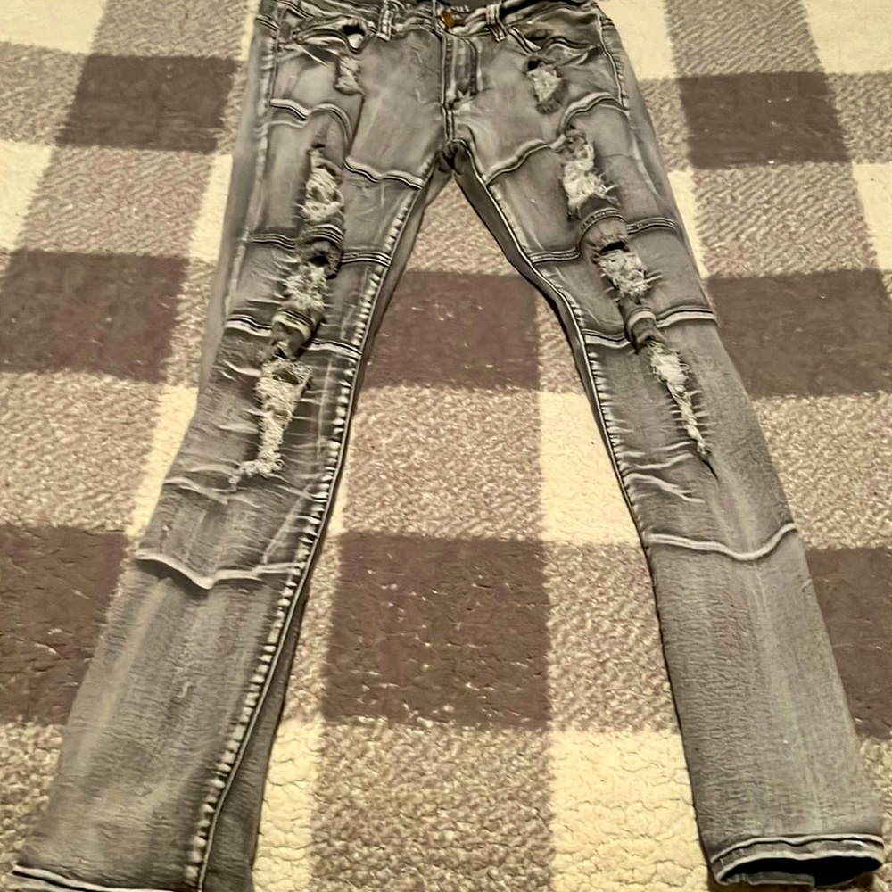 Gray/silver Ripped slim jeans